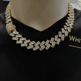 24.00 CT. VVS Diamond Raised Prong Baguette Cuban Chain in 10KT Gold (16.5mm) - White Carat - USA & Canada